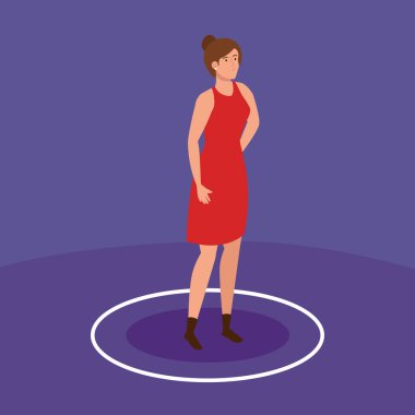 Kadınlarla covid 19 için sosyal mesafe kampanyası