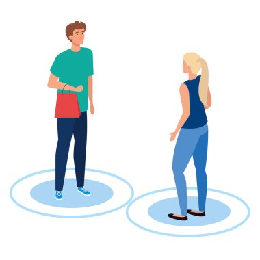 Çift ile covid 19 için sosyal mesafe kampanyası