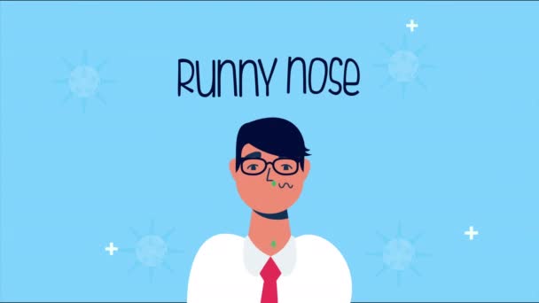 Malade avec écoulement nasal covide 19 symptôme — Video