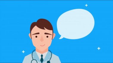 Konuşma balonu olan profesyonel doktor.