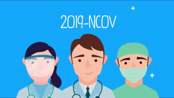 Doctors staff with covid19 pandemic — Stock Video