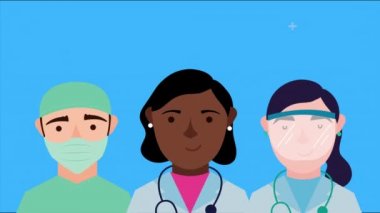 tıbbi personel grup karakterleri canlandırması