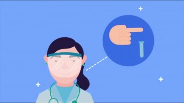 Kan testi olan kadın doktor.
