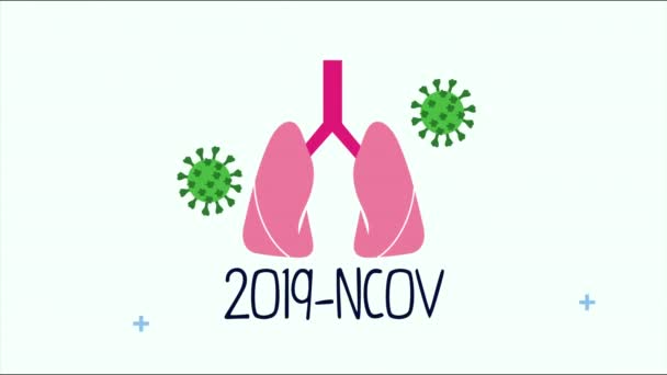 Lungs with covid 19 particles — Stock Video