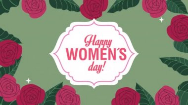 Gül desenli mutlu kadınlar günü kartı.