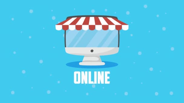 Online shopping teknik med skrivbord — Stockvideo