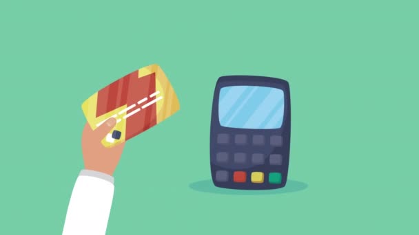 Технологія онлайн-покупки з кредитною карткою та ваучером — стокове відео