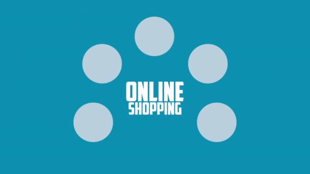 Tecnologia di shopping online con icone set — Video Stock