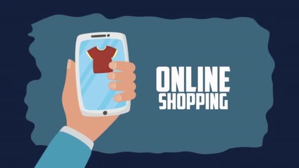 Online shopping technologie met smartphone — Stockvideo