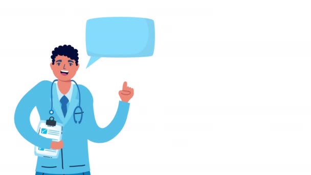 Professionele arts met checklist praten — Stockvideo