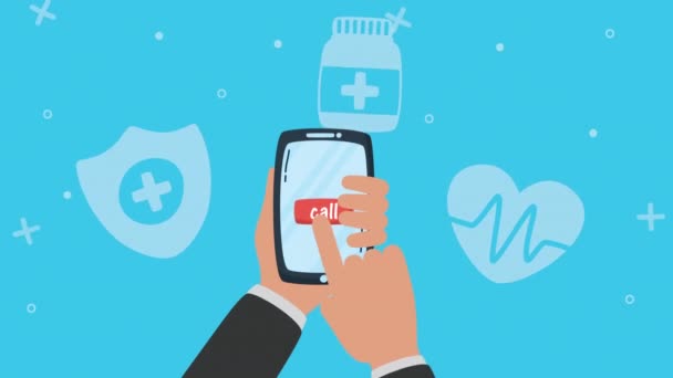 Смартфон с технологией онлайн-врача — стоковое видео