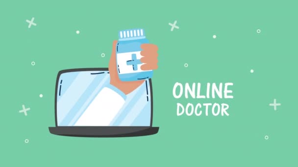 Portátil con tecnología médica en línea — Vídeo de stock
