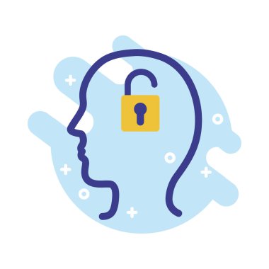 asma kilit zihinsel sağlık çizgisi simgesine sahip profil