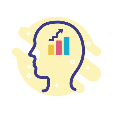 istatistik çubukları ile profil zihinsel sağlık çizgisi biçimi simgesi