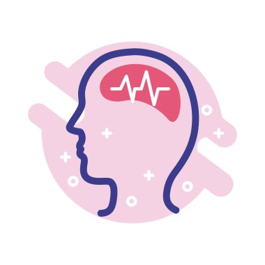 Beyin sağlığı çizgi simgesine sahip profil