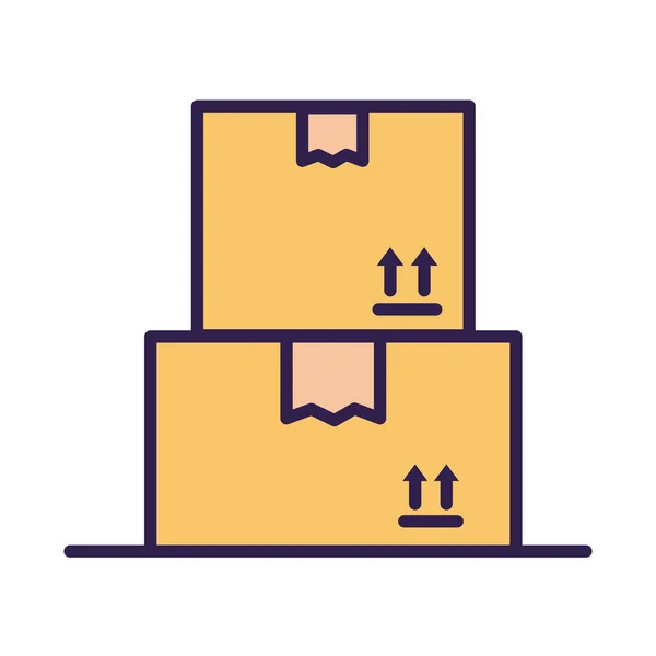 Kartons Karton Verpackung Post Service Line und Füllstil — Stockvektor