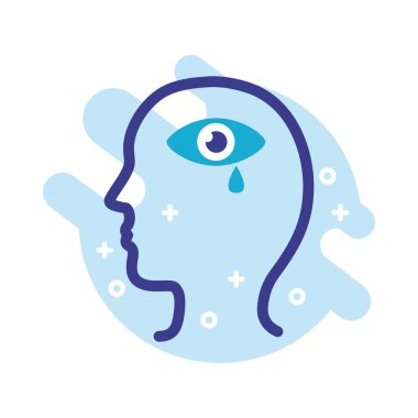 göz yaşları içinde profil zihinsel sağlık çizgisi biçimi simgesi