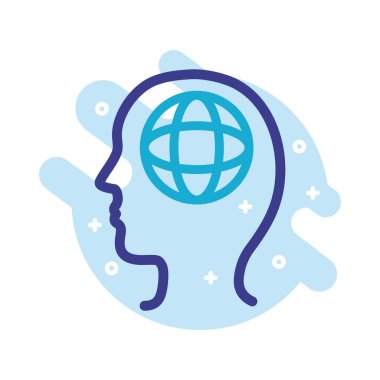 Küre zihinsel sağlık çizgisi biçim simgesine sahip profil