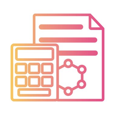 Hesap makinesi doğrusal gradyan biçim simgesine sahip belgede DNA molekül yapısı