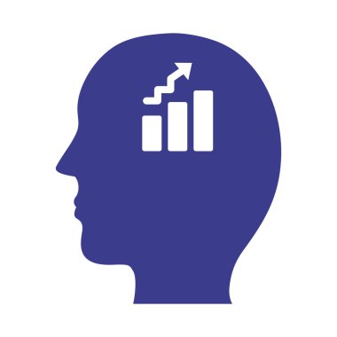 istatistik çubukları ile profil zihinsel sağlık siluet biçimi simgesi