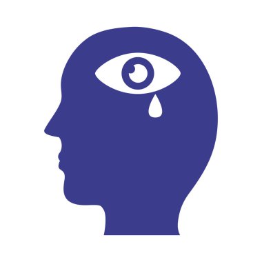 Ruh sağlığı silueti biçiminde göz yaşları içinde profil