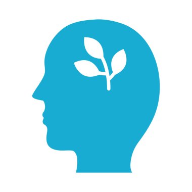 Yapraklı profil zihinsel sağlık silueti biçimi simgesi