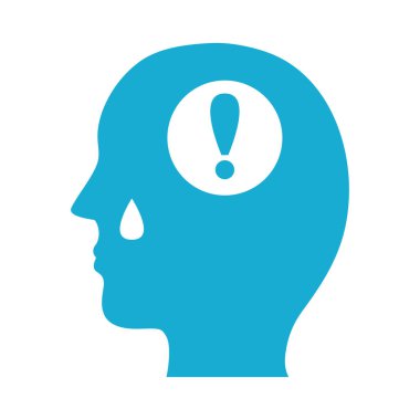 Uyarı sembollü zihinsel sağlık silueti biçimi simgesi