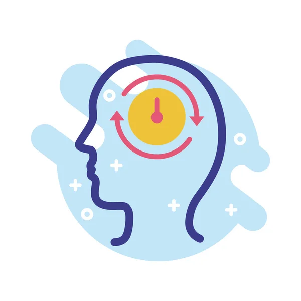 Saat saat zihinsel sağlık çizgisi biçim simgesine sahip profil — Stok Vektör