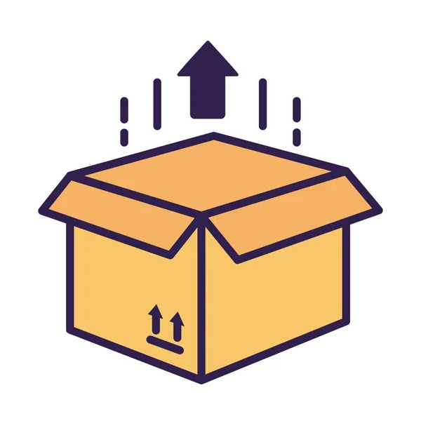 Flèche vers le haut avec la ligne de service postal d'emballage de carton de boîte et le style de remplissage — Image vectorielle