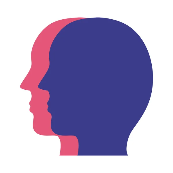 Profiller zihinsel sağlık silueti biçim simgesine başkanlık ediyor — Stok Vektör