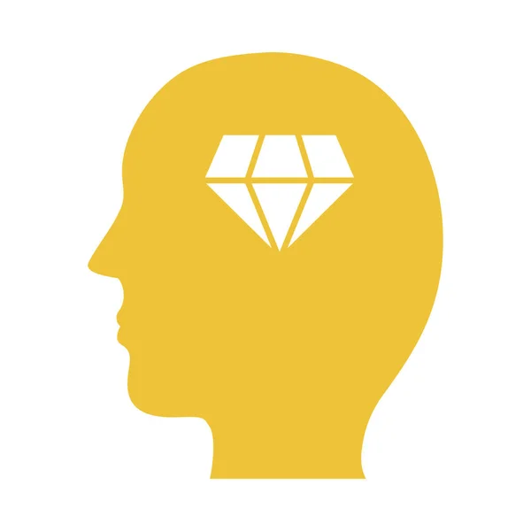 Profiel met diamant geestelijke gezondheid silhouet stijl icoon — Stockvector