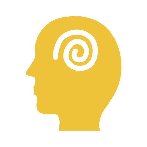 Profil avec spirale santé mentale silhouette style icône — Image vectorielle