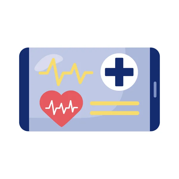 Smartphone com coração cardio saúde online detalhar estilo —  Vetores de Stock
