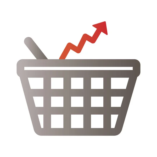 Preço de caminhada cesta de compras com seta para cima infográfico estilo degradiente —  Vetores de Stock