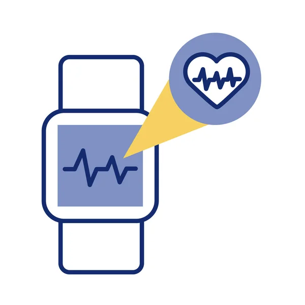 Smartwatch con corazón cardio salud estilo de línea en línea — Archivo Imágenes Vectoriales