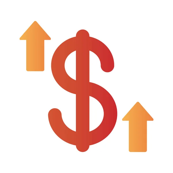 Símbolo dólar com seta para cima infográfico estilo degradiente —  Vetores de Stock