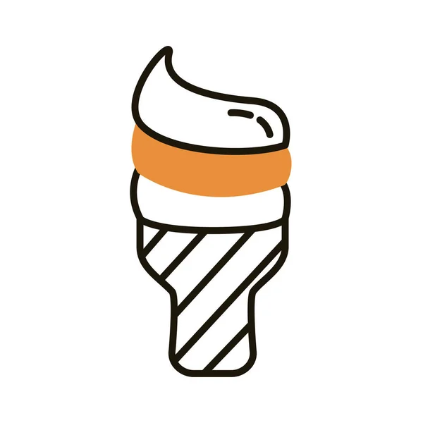 Délicieuse crème glacée en ligne de tasse et style de remplissage — Image vectorielle