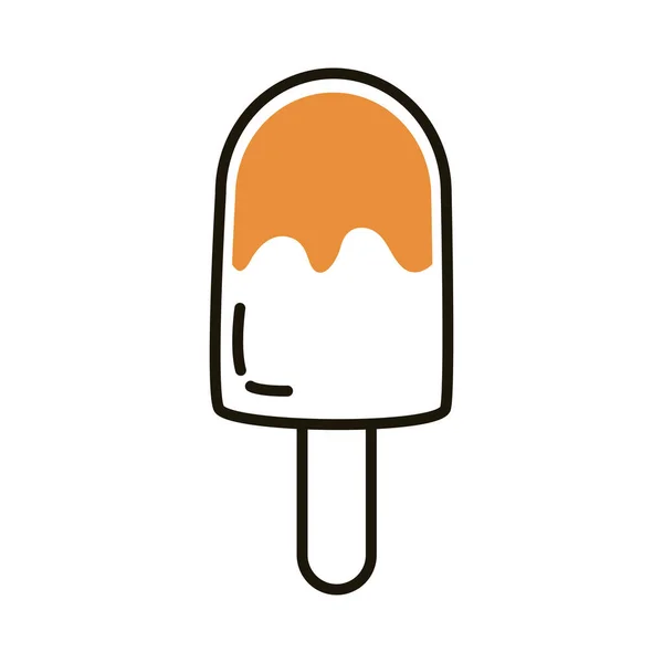 Délicieuse crème glacée en ligne de bâton et style de remplissage — Image vectorielle