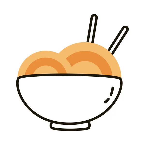 Plat avec spaghetti chinesse style ligne alimentaire — Image vectorielle