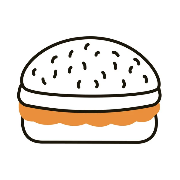 Delizioso stile linea fast food hamburger — Vettoriale Stock