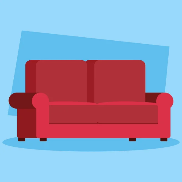 Sofá confortável ícone de cor vermelha — Vetor de Stock