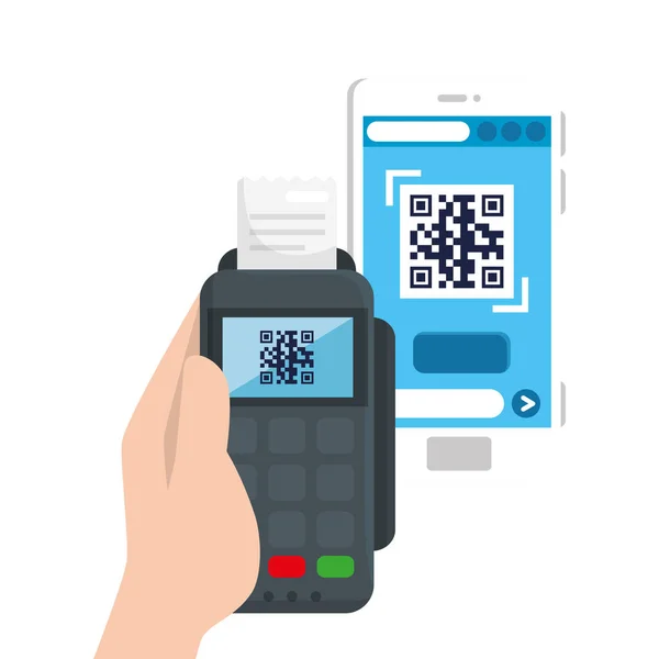 QR-Code im Smartphone und Datafon-Vektor-Design — Stockvektor