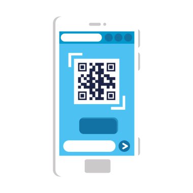 Akıllı telefon vektör tasarımı içindeki qr kodu