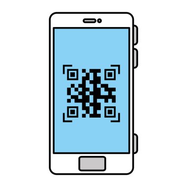 Akıllı telefon vektör tasarımı içindeki qr kodu