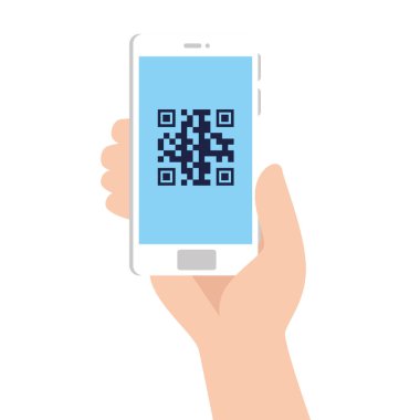 Akıllı telefon vektör tasarımı içindeki qr kodu