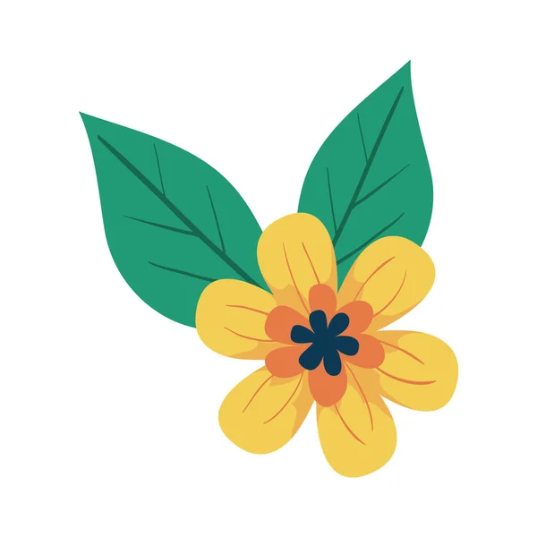 葉ベクトルデザインの孤立した花 — ストックベクタ
