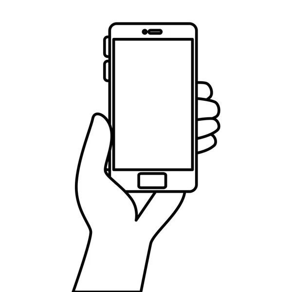 Hand houden van digitale smartphone vector ontwerp — Stockvector