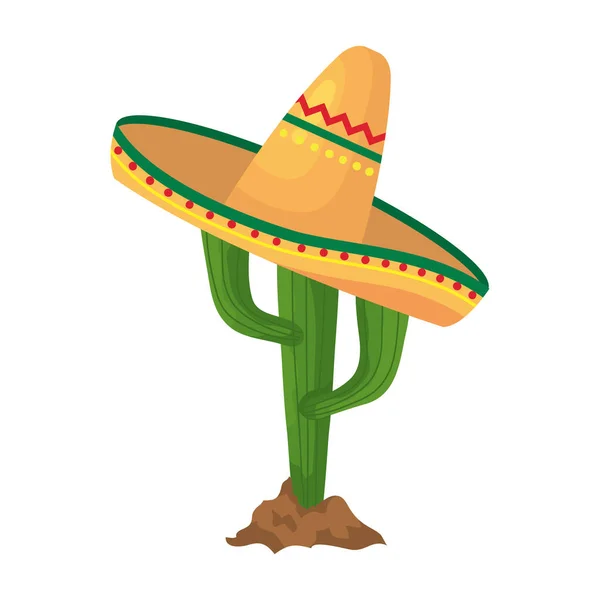Μεμονωμένοι κάκτοι Μεξικού με σχεδιασμό φορέα καπέλο — Διανυσματικό Αρχείο