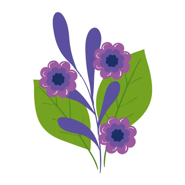 Isolerade blommor med blad vektor design — Stock vektor