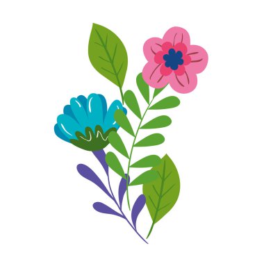 Yaprak vektör tasarımlı izole çiçekler